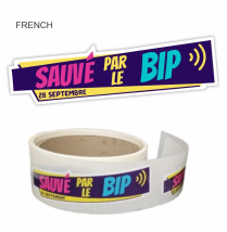 'Saved by the Beep&rsquo; Stickers &ndash; French, Die-Cut, 50 per roll