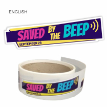 'Saved by the Beep&rsquo; Stickers &ndash; English, Die-Cut, 50 per roll