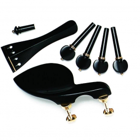 Violin Accessory Set, Ebony with Gold Trim
