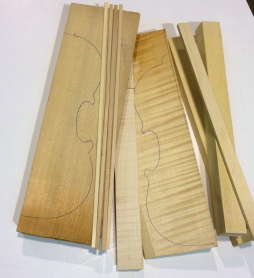 Special Premium Violin Tonewood Kit, 2piece back, Well Flame