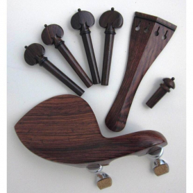 Violin Accessory Set Rosewood with Black, Heart Pegs
