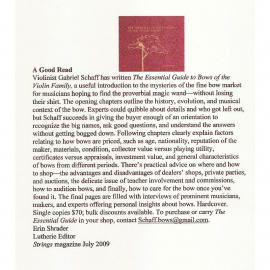 Essential Guide to Bows of the Violin Family -Gabriel Schaff