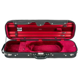 Deluxe Oblong Violin Case, 4/4, Black/Red by Core