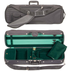 Oblong Violin Case Bobelock with hygrometer, Black/Green