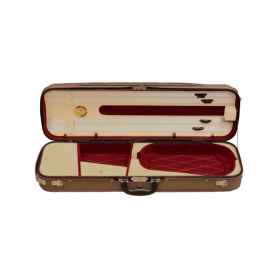 Calvert Elite Oblong Violin Case, BROWN Ext, RED/TAN