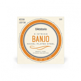 5 String Banjo Strings, Nickel, Medium, D'Addario