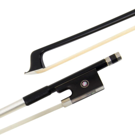 Violin Bow Carbon Graphite, Leather/Silver Grip, Choose size 4/4-1/8 from drop down box below