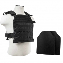 Fast Plate Carrier w/UHMWPE Curved 10"X12' Level IIIA Shooter's Cut 2X Hard Ballistic Plates [Small-2XL]