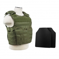 Expert Plate Carrier  w/UHMWPE 10"X12' Level IIIA Shooter's Cut 2X Hard Ballistic Plates [Med-2XL]
