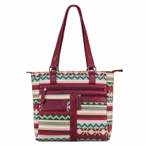 Printed Tote - Burgundy