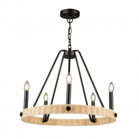 PERRIS 5 LT. RATTAN CHANDELIER
