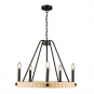 PERRIS 5 LT. RATTAN CHANDELIER
