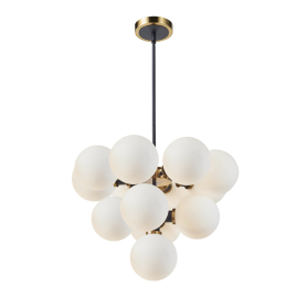 GEM 13-LIGHT CHANDELIER (WHITE GLASS)