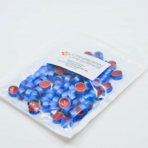 11mm Aluminum Blue Crimp Cap, Clear PTFE/Natural Red Rubber