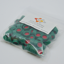 9mm Green Screw Cap,Red PTFE/Wht Sili Rubber/Red PTFE Ribbed