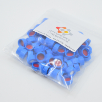 9mm Blue Ribbed Screw Cap,1mm Red PTFE/White Sil, Pre-Slit
