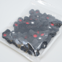 8-425 Open Hole Black PP Cap Red PTFE/ White Silicone