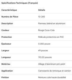 SIDE PANEL ALUM COCA-COLA RED W/PVC .050" X 49" X 110.00"