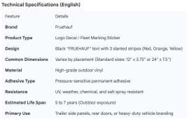 FRUEHAUF DECAL 1.5 X 11.5