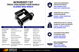 ANCRA SLIDING WEB WINCH DOUBLE L TRACK