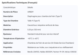 BRAKE CHAMBER DIAPHRAGM TYPE 9