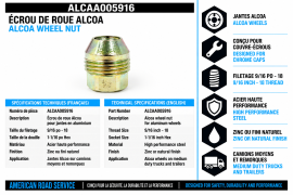 ALCOA WHEEL NUT 9/16 FOR CHROME CAPS