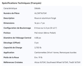 ALCOA ALUMINUM WHEEL 16" X 7" 8-6.5" BOLT PATERN