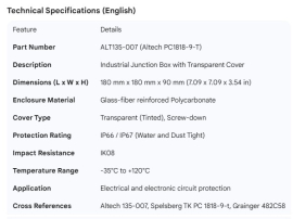ALTECH JUNCTION BOX CLEAR PC1818-9-T