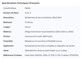 ALUMINUM ROOF SKIN .040" X 103"