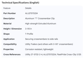 CROSSMEMBER CLIP ALUMINUM T 3-1/8"
