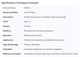 CROSSMEMBER CLIP ALUMINUM T 4-7/8"