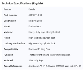 KING PIN LOCK (DOUBLE LOCK)