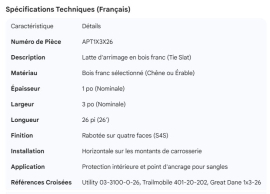 TIE SLAT TIE SLAT, HARDWOOD 1"X3"X26'