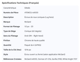 MCGUARD LUG NUT CONICAL 1/2" RH  CHROME - 4/PKG