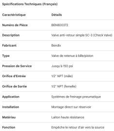 BENDIX SINGLE CHECK VALVE SC-3