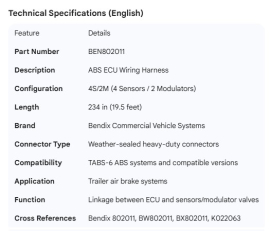 BENDIX ECU HARNESS 4S/2M 234"