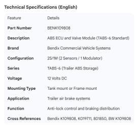 BENDIX ABS MODULE ECU/VALVE TABS6-S
