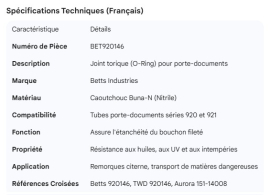 JOINT D'&Eacute;TANCH&Eacute;IT&Eacute; DE PORTE-DOCUMENT BETTS