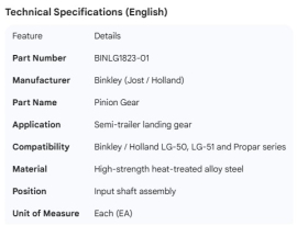 BINKLEY PINION GEAR