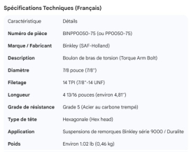 BINKLEY TORQ ARM BOLT