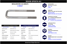 BINKLEY U-BOLT SQUARE 3/4" X 3" X 10"