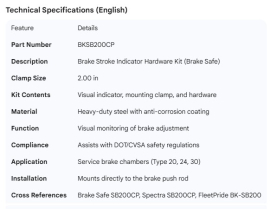 BRAKE SAFE HARDWARE KIT W/CLAMP 2.00"