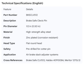 BRAKE SAFE CLEVIS PIN 1/2"
