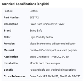 BRAKE SAFE YELLOW INDICATOR PIN COVER