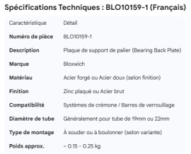 BLOXWICH BEARING BACK PLATE