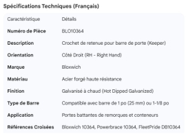 BLOXWICH DOOR ROD KEEPER RH