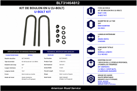 U-BOLT KIT 3/4" X 3" X 12.5"