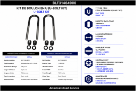 U-BOLT KIT 7/8" X 3" X 12.5"