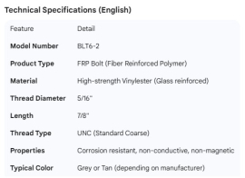 FRP BOLT 5/16" X 7/8"