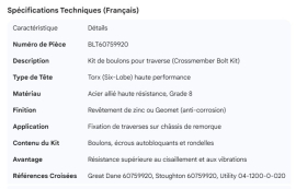 CROSSMEMBER BOLT KIT TORX